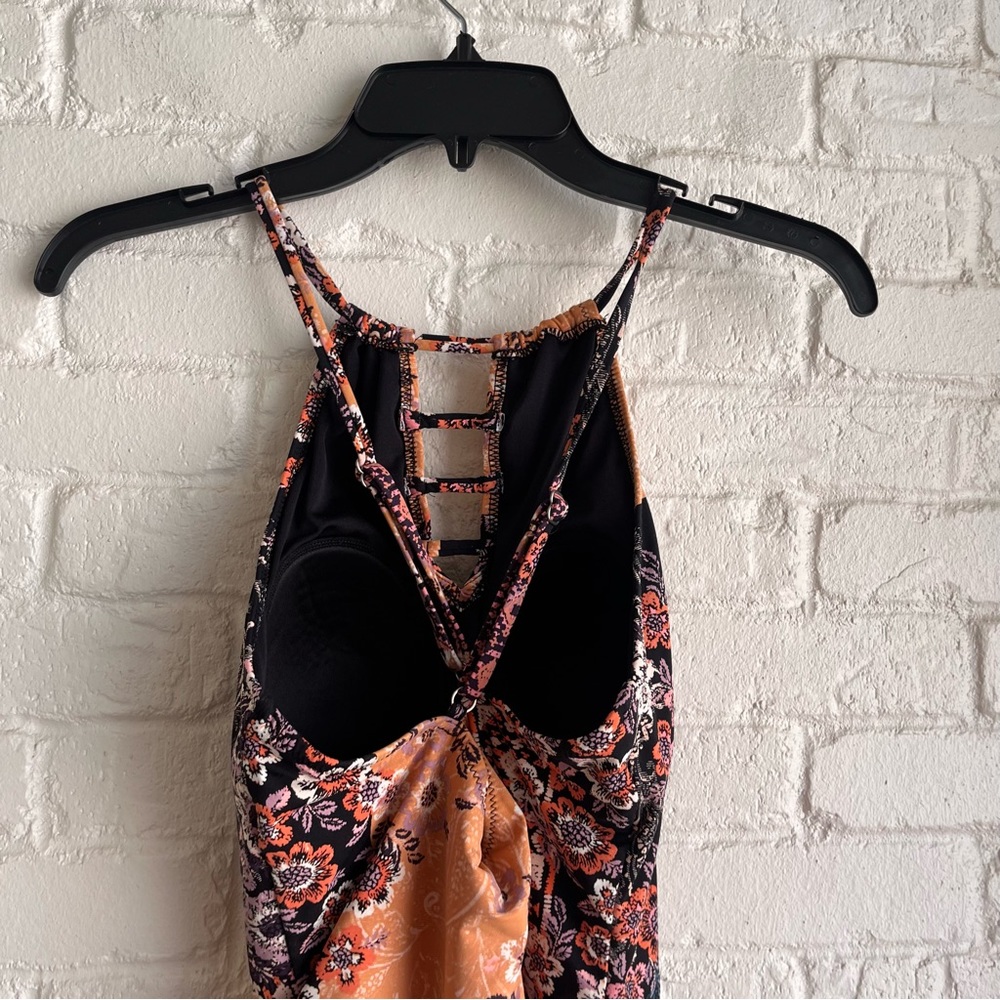 Garnet Hill Floral and Paisley One Piece Swimsuit - Black, Orange, Blue - Picture 11 of 16